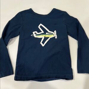 Tea Collection Navy Long Sleeve Shirt with Airplane
